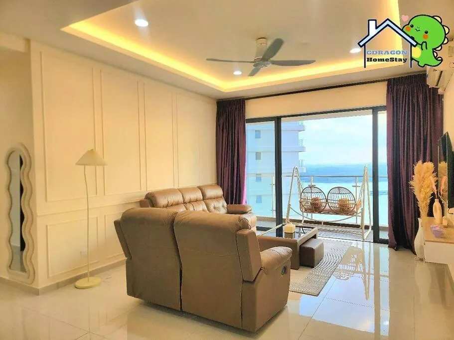 Daire 4Br High Floor Unblock Seaview Danga Bay Lovell By Gdragon Homestay Johor Bahru